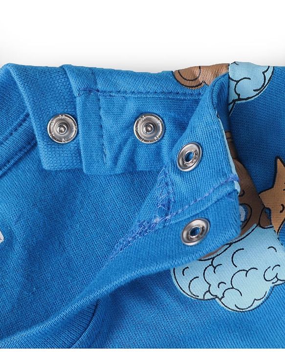 Babyhug Cotton Knit Full Sleeves Bear Printed Night Suit -  Blue