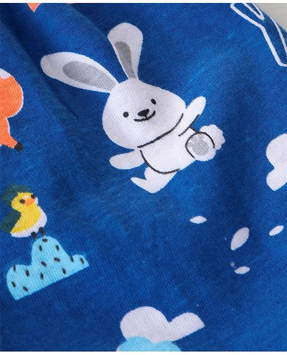 Babyhug Cotton Knit Full Sleeves Night Suit With Animals Print - Blue