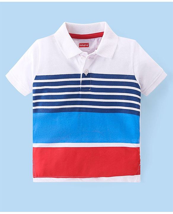 Babyhug Single Jersey Knit Half Sleeves Striped T-Shirt & Shorts Set - Multicolor