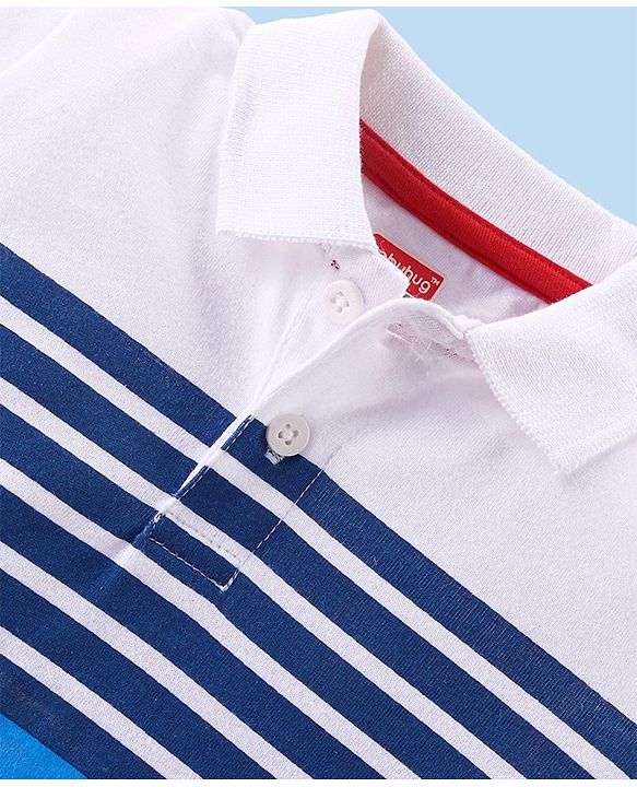 Babyhug Single Jersey Knit Half Sleeves Striped T-Shirt & Shorts Set - Multicolor