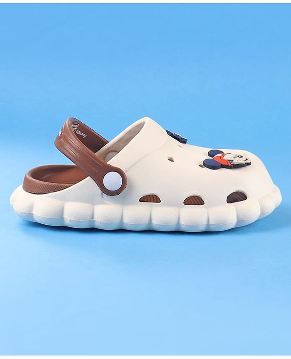 Cute Walk by Babyhug Disney Clogs with Backstrap Micky Mouse Applique - Brown
