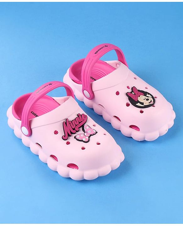 Cute Walk by Babyhug Disney Clogs With Back Strap Closure & Minnie Mouse Graphics - Pink