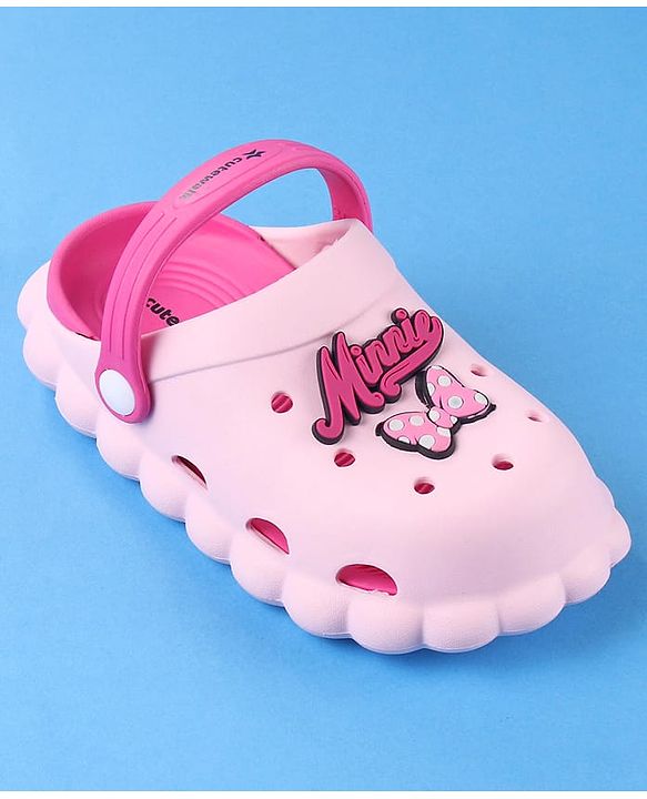 Cute Walk by Babyhug Disney Clogs With Back Strap Closure & Minnie Mouse Graphics - Pink
