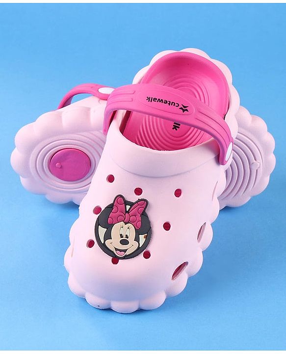 Cute Walk by Babyhug Disney Clogs With Back Strap Closure & Minnie Mouse Graphics - Pink