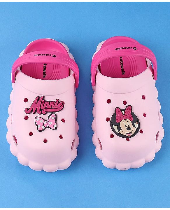 Cute Walk by Babyhug Disney Clogs With Back Strap Closure & Minnie Mouse Graphics - Pink