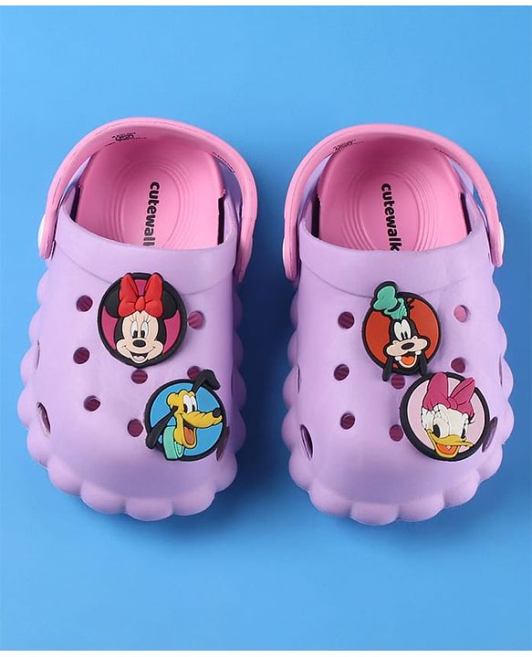 Cute Walk by Babyhug Disney Clogs with Backstrap Minnie Mouse Applique - Purple