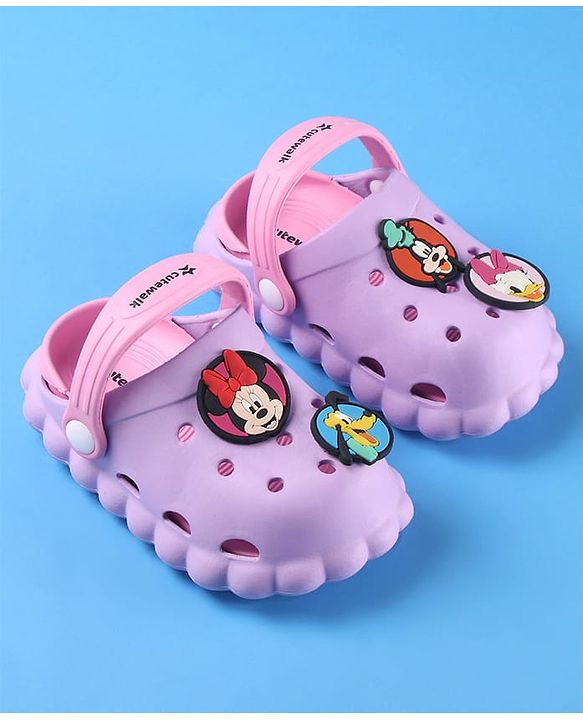 Cute Walk by Babyhug Disney Clogs with Backstrap Minnie Mouse Applique - Purple