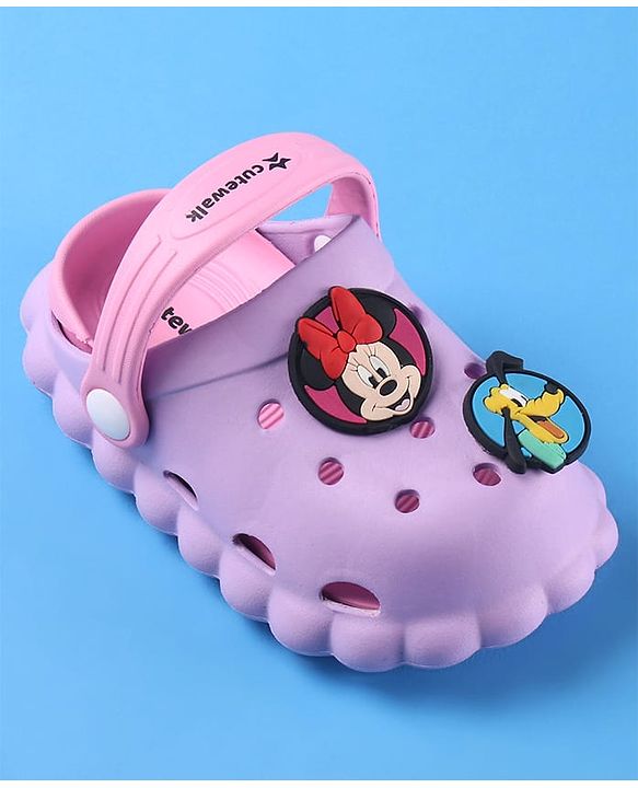 Cute Walk by Babyhug Disney Clogs with Backstrap Minnie Mouse Applique - Purple
