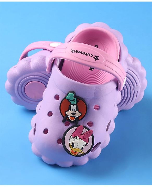 Cute Walk by Babyhug Disney Clogs with Backstrap Minnie Mouse Applique - Purple