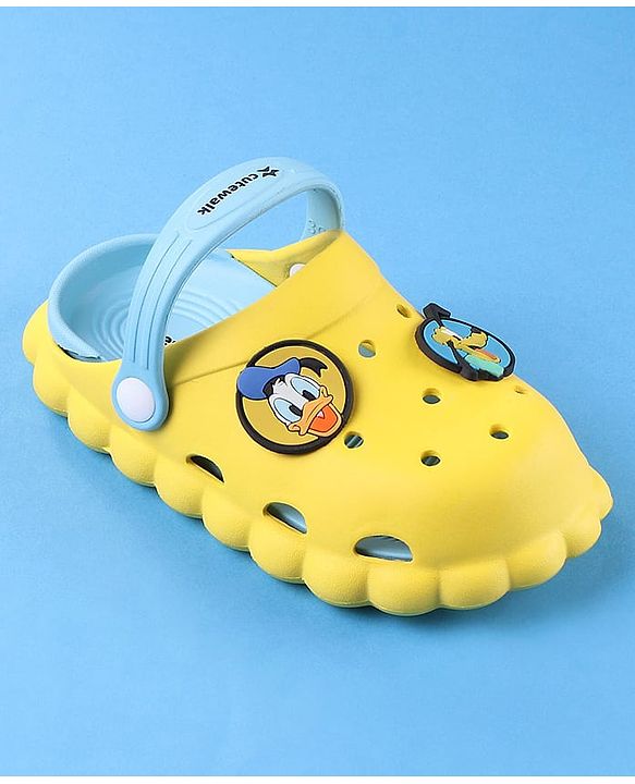Cute Walk by Babyhug Disney Clogs With Back Strap Closure & Mickie Mouse & Friends Graphics - Yellow