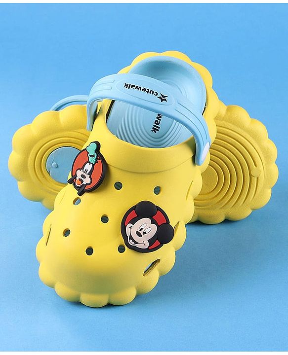 Cute Walk by Babyhug Disney Clogs With Back Strap Closure & Mickie Mouse & Friends Graphics - Yellow
