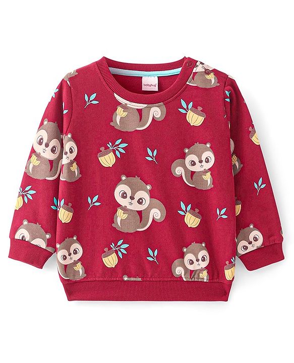 Babyhug Knit Full Sleeves Sweatshirt With Chip N Dale Graphics Pack of 2 - Red & Blue