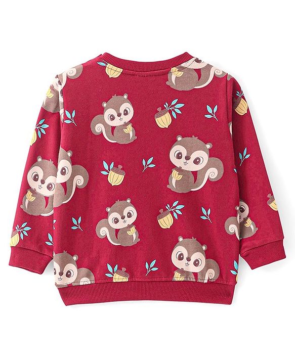 Babyhug Knit Full Sleeves Sweatshirt With Chip N Dale Graphics Pack of 2 - Red & Blue