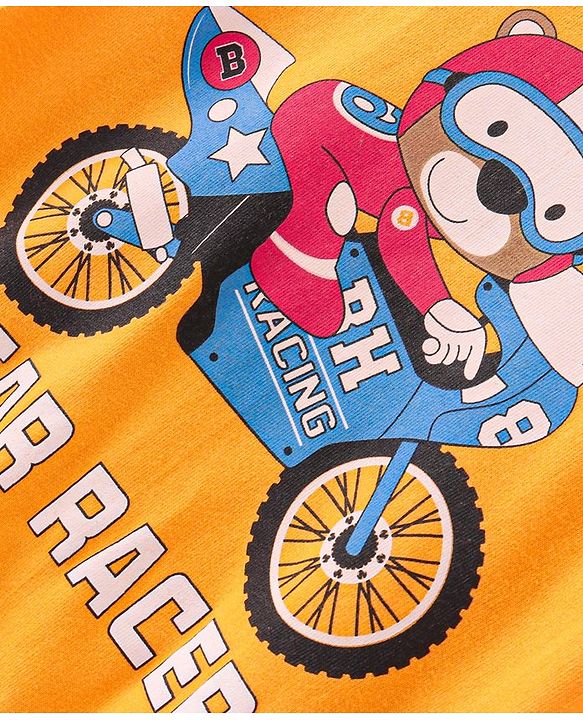 Babyhug Cotton Knit Full Sleeves Sweatshirts With Bear Print Pack of 2 - Yellow & Navy Blue