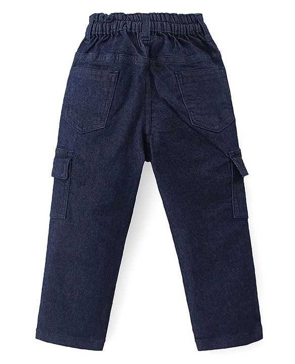 Babyhug Cotton Woven Full Sleeves Striped Regular Collar Shirt & Denim Jeans Set - White & Blue