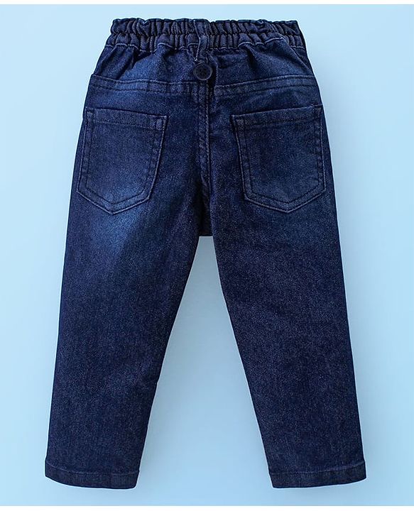 Babyhug Cotton Woven Full Sleeves Mandarin Collar Shirt & Denim Jeans Set With Suspender - White & Blue