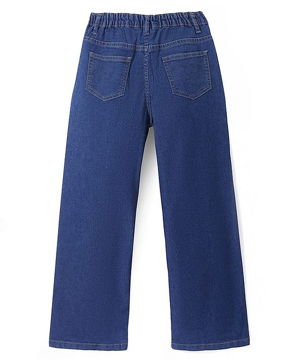 Pine Kids Denim Woven Full Length Jeans with Floral Print - Blue