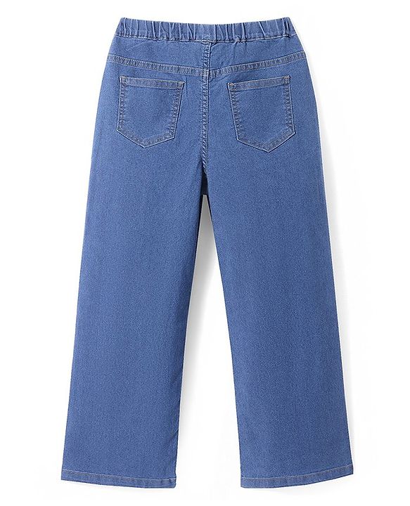 Pine Kids Denim Woven Full Length Jeans with Floral Embroidery - Blue