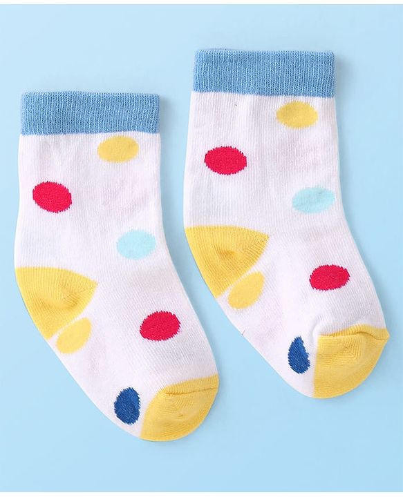 Cutewalk By Babyhug Anti Bacterial Ankle Length Rainbow Design Socks Pack of 3 - Yellow & White