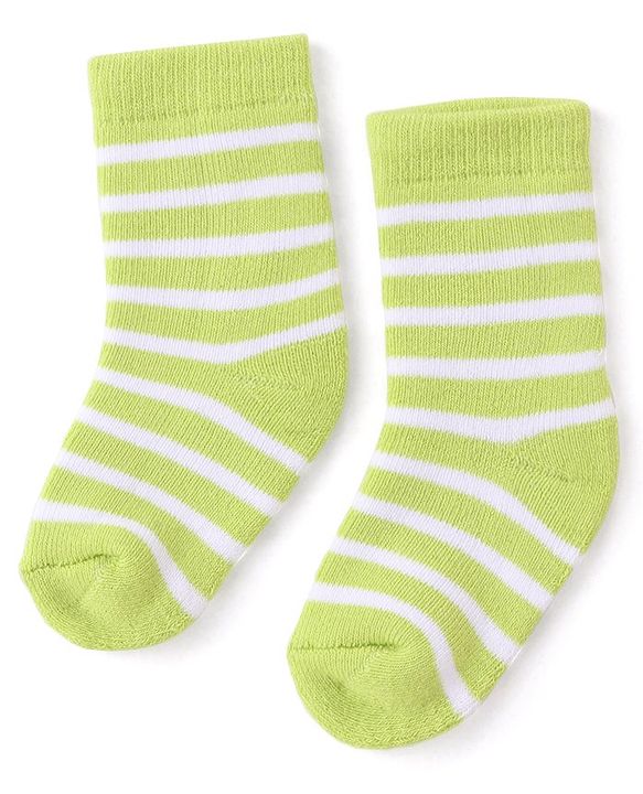 Cutewalk By Babyhug Anti Bacterial Ankle Length Striped & Teddy Bear Design Socks Pack of 3 - Blue Green & Grey