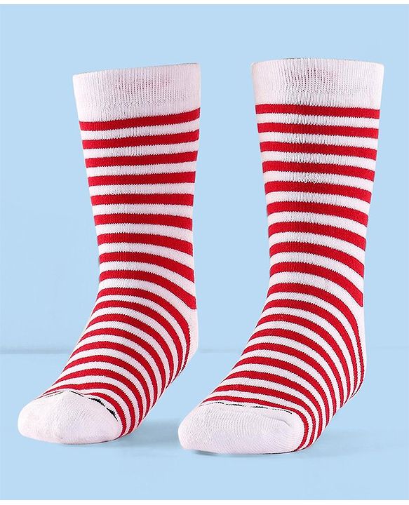 Cute Walk by Babyhug Terry Knit Anti-Bacterial Ankle Length Striped Socks Pack of 3 - Red Blue & Yellow
