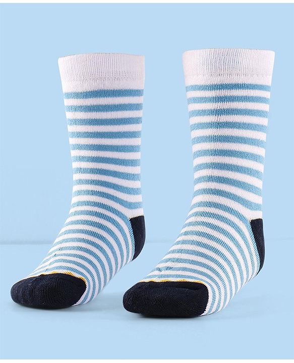 Cute Walk by Babyhug Terry Knit Anti-Bacterial Ankle Length Striped Socks Pack of 3 - Red Blue & Yellow