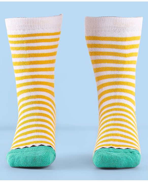 Cute Walk by Babyhug Terry Knit Anti-Bacterial Ankle Length Striped Socks Pack of 3 - Red Blue & Yellow