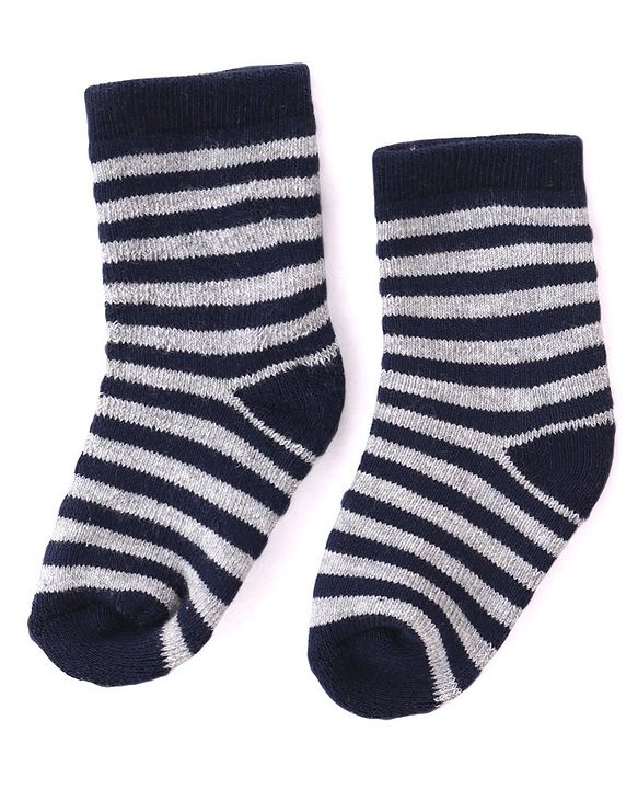 Cutewalk By Babyhug Anti Bacterial Ankle Length Striped & Car Design Socks Pack of 3 - Blue
