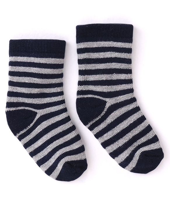 Cutewalk By Babyhug Anti Bacterial Ankle Length Striped & Car Design Socks Pack of 3 - Blue