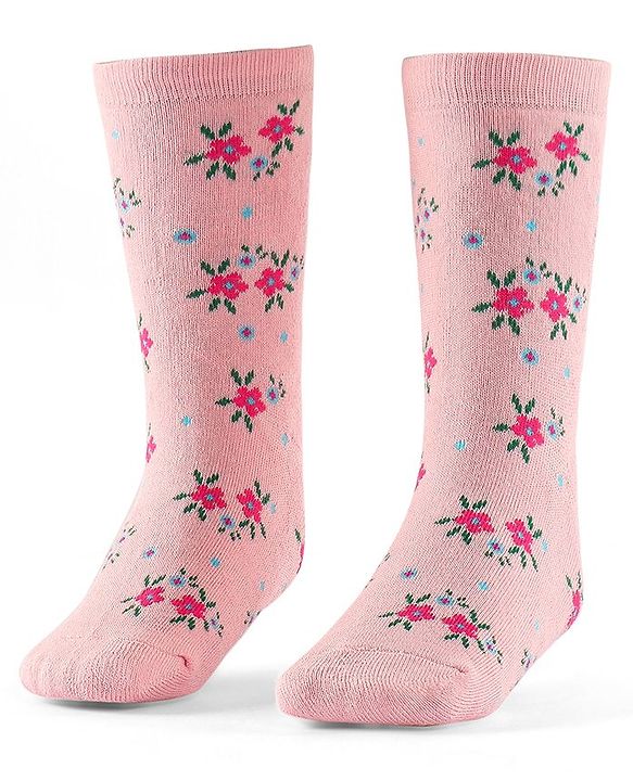 Cute Walk by Babyhug Terry Knit Anti-Bacterial Ankle Length Floral & Polka Dots Design Socks Pack of 3 - Pink Peach & Blue