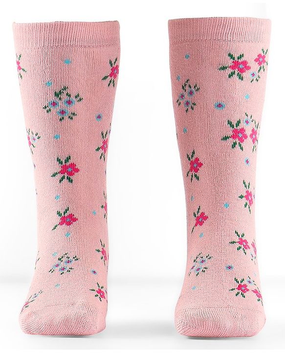 Cute Walk by Babyhug Terry Knit Anti-Bacterial Ankle Length Floral & Polka Dots Design Socks Pack of 3 - Pink Peach & Blue