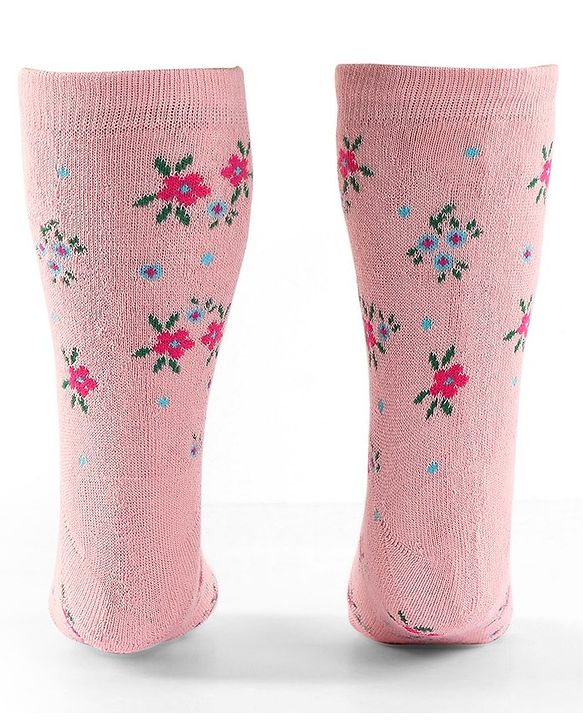Cute Walk by Babyhug Terry Knit Anti-Bacterial Ankle Length Floral & Polka Dots Design Socks Pack of 3 - Pink Peach & Blue