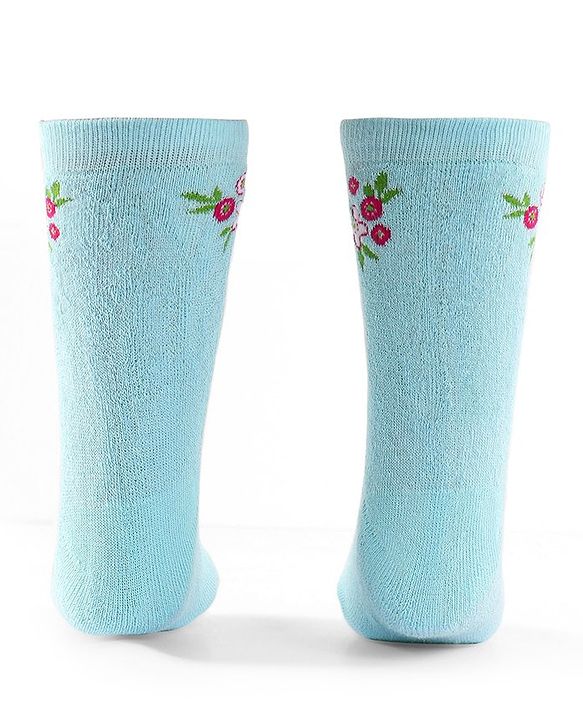 Cute Walk by Babyhug Terry Knit Anti-Bacterial Ankle Length Floral & Polka Dots Design Socks Pack of 3 - Pink Peach & Blue