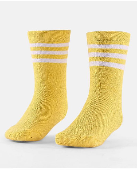 Cute Walk by Babyhug Terry Knit Anti-Bacterial Ankle Length Striped Socks Pack of 3 - Yellow Black & White