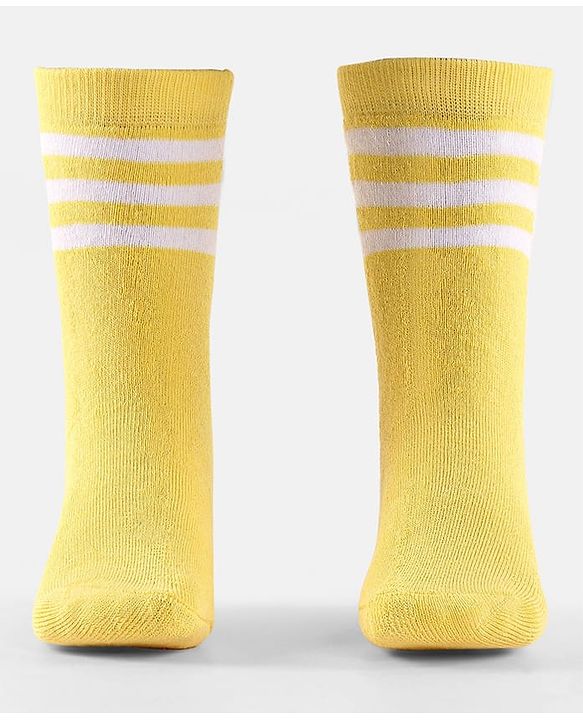 Cute Walk by Babyhug Terry Knit Anti-Bacterial Ankle Length Striped Socks Pack of 3 - Yellow Black & White