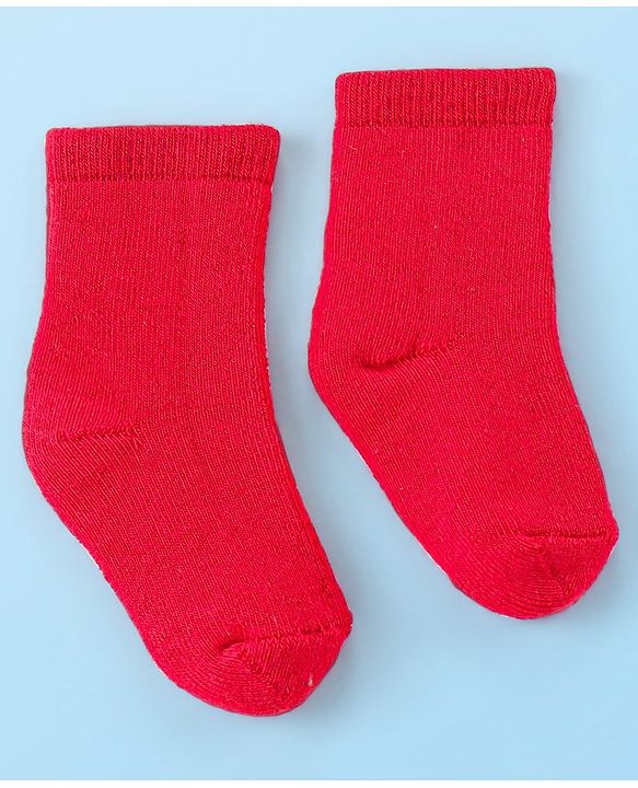 Cute Walk by Babyhug Terry Knit  Anti-Bacterial Ankle Length Solid Color Socks  Pack of 3 - Red Pink & White