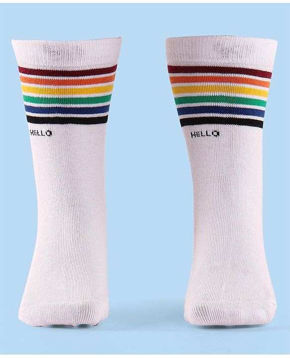 Cute Walk by Babyhug Anti-Bacterial Ankle Length Space Theme Design Socks Pack of 3 - White