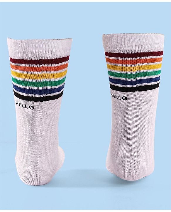 Cute Walk by Babyhug Anti-Bacterial Ankle Length Space Theme Design Socks Pack of 3 - White