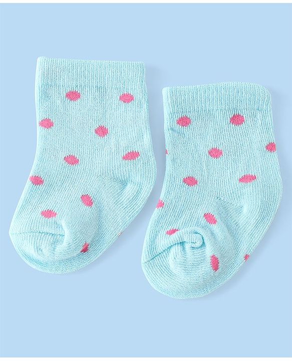 Cute Walk by Babyhug Anti-Bacterial Ankle Length Striped & Polka Dots Design Socks Pack of 3 - Yellow Blue & White