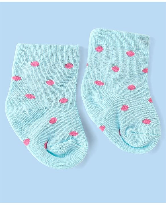 Cute Walk by Babyhug Anti-Bacterial Ankle Length Striped & Polka Dots Design Socks Pack of 3 - Yellow Blue & White