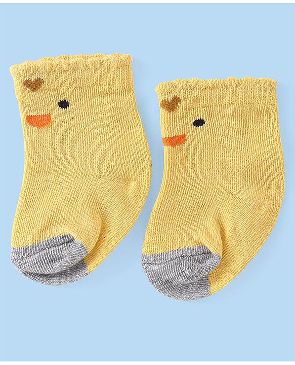 Cute Walk by Babyhug Anti-Bacterial Ankle Length Striped & Polka Dots Design Socks Pack of 3 - Yellow Blue & White
