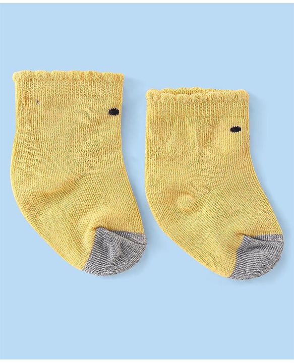 Cute Walk by Babyhug Anti-Bacterial Ankle Length Striped & Polka Dots Design Socks Pack of 3 - Yellow Blue & White