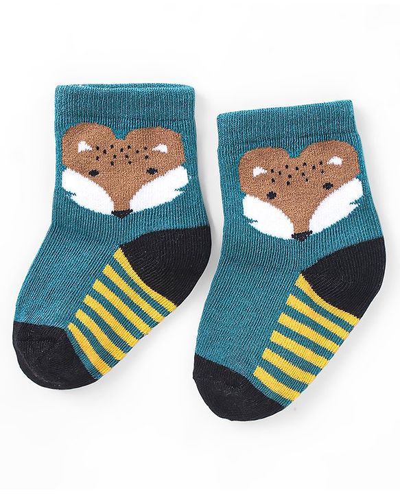 Cute Walk by Babyhug Anti-Bacterial Ankle Length Animal Design Socks Pack of 3 - Black Grey & Blue