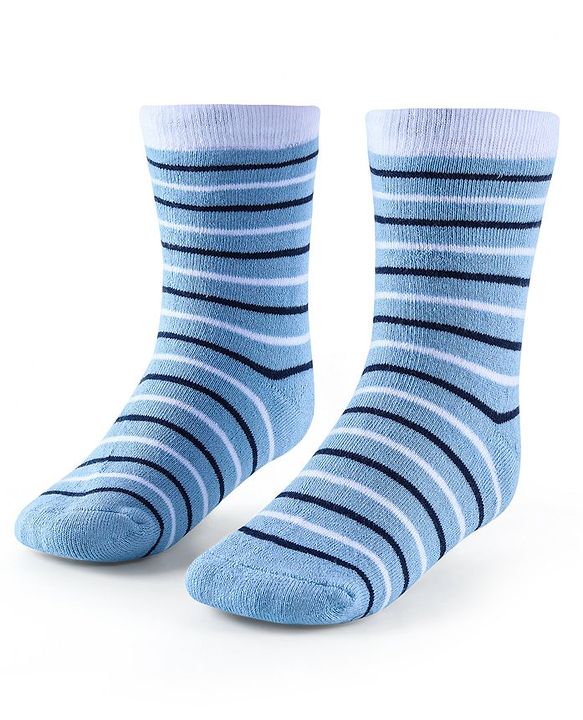 Cute Walk by Babyhug Anti-Bacterial Ankle Length Terry Socks with Stripes & Bear Design Pack of 3 - Blue