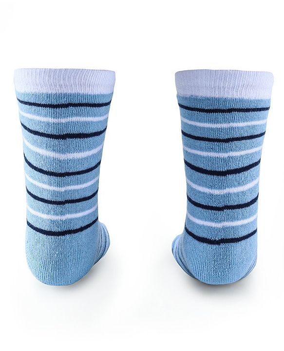 Cute Walk by Babyhug Anti-Bacterial Ankle Length Terry Socks with Stripes & Bear Design Pack of 3 - Blue
