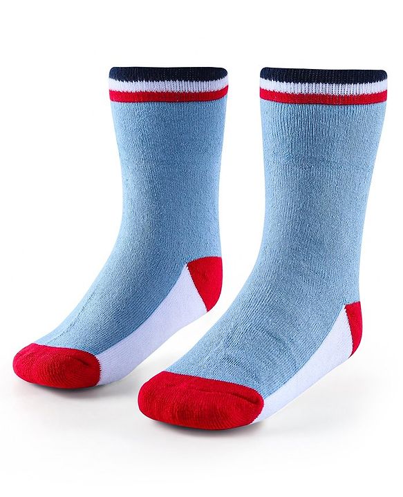 Cute Walk by Babyhug Anti-Bacterial Ankle Length Terry Socks with Stripes & Bear Design Pack of 3 - Blue
