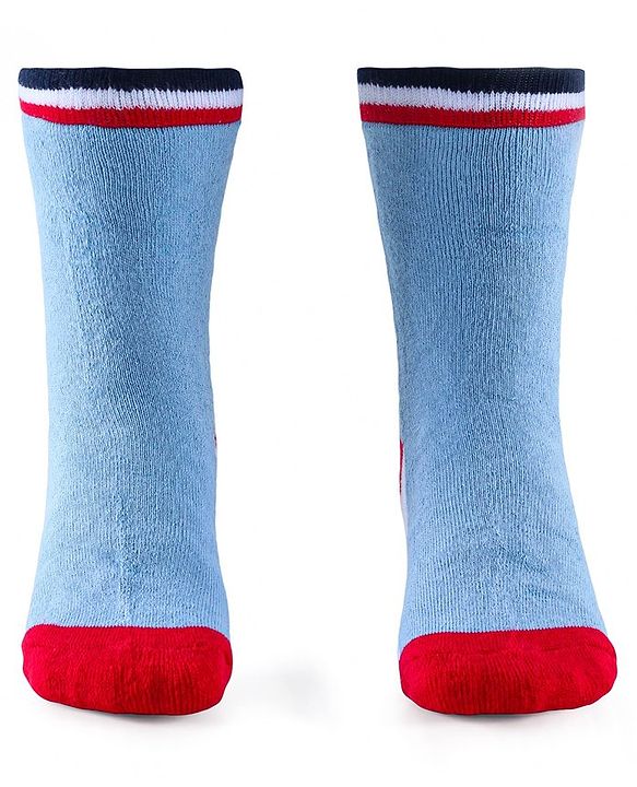 Cute Walk by Babyhug Anti-Bacterial Ankle Length Terry Socks with Stripes & Bear Design Pack of 3 - Blue