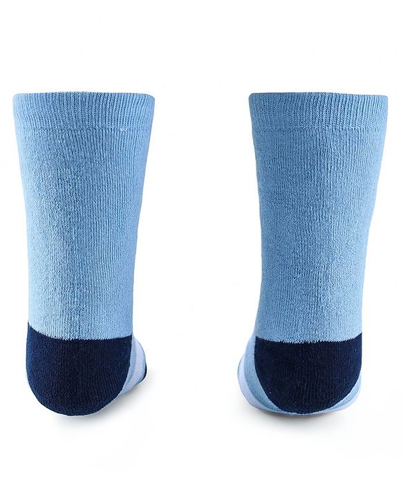Cute Walk by Babyhug Anti-Bacterial Ankle Length Terry Socks with Stripes & Bear Design Pack of 3 - Blue