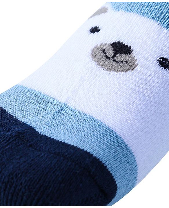 Cute Walk by Babyhug Anti-Bacterial Ankle Length Terry Socks with Stripes & Bear Design Pack of 3 - Blue