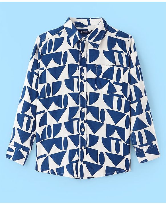 Pine Kids Viscose Woven Half Sleeves Collar Neck Printed Shirt - Multicolour